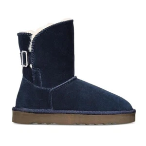 Style & Co. Womens 7 M Navy Blue Suede Faux Fur Lined Mid Calf Boots NIB IG5 - Picture 1 of 5