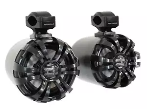 (2) Rockville WB65 Black 6.5" 600w Metal Marine Wakeboard Swivel Tower Speakers - Picture 1 of 10