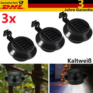 3x Solarleuchten LED Garten Dachrinnenleuchte Zaunleuchte Außen Licht Regenrinne - Bild 1 von 11