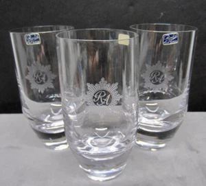 Set/3 Vintage BODA SWEDEN Clear Etched Monogram Whiskey Low Ball Glasses - Picture 1 of 7