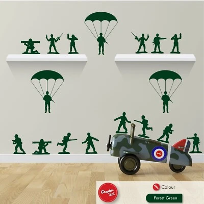 Army Toy Men Wall Stickers Skirting Board Vinyl Boys Bedroom Story Decals x17 - Image 1 of 4