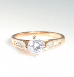 18ct Rose Gold Filled made with Swarovski Crystal Solitaire Ring N Q/148g - Picture 1 of 5