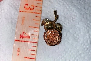 Vintage 14K YG & Rotgold Diamantschliff Rose Blume Anhänger 4,3 g funkelnd - Bild 1 von 7