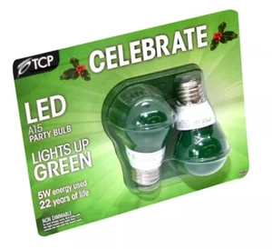 2 pack of 2-LED A15 Party Bulb 5w Green Celebrate Light (4 Lights Total) - Picture 1 of 3