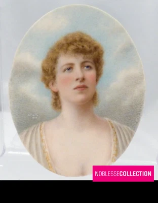 Signed HANNAH ELIZABETH SMITH ANTIQUE 1899 BRITISH PAINTED MINIATURE PORTRAIT - Image 1 of 4