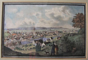 Rare alte Lithografie Ansicht von Kempten im Allgäu Biedermeierzeit um 1840 - Bild 1 von 5