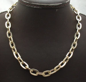 16" Unique Choker Paper Clip Oval Link Chain Necklace Real 10K Yellow Gold - Picture 1 of 5
