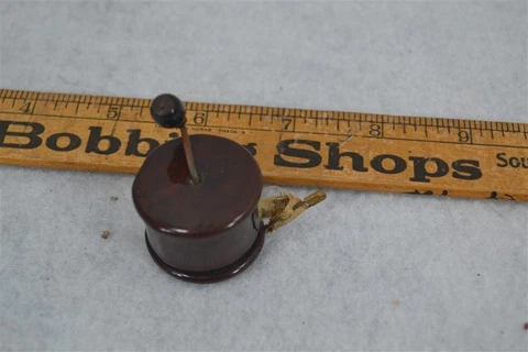 sewing tape measure fish reel crank wooden 57 in round 1 1/8 antique original Cover