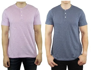 Camiseta Top Vince Marca Para Hombre Algodón SS Henley Blanco Azul Costa - Imagen 1 de 17