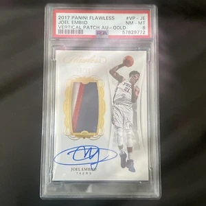 2017-18 Flawless 3 Color Vertical Patch Gold 3/10 Joel Embiid #VP-JE Auto PSA 8 - Picture 1 of 2