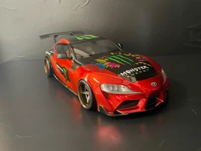 Tamiya 1/10 RC Car Painted Body Toyota GR Supra A90 Monster Energy Paint - Image 1 of 4