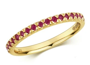 Real Ruby Eternity Ring Solid Yellow Gold Hallmarked Anniversary Size J - Q - Picture 1 of 3