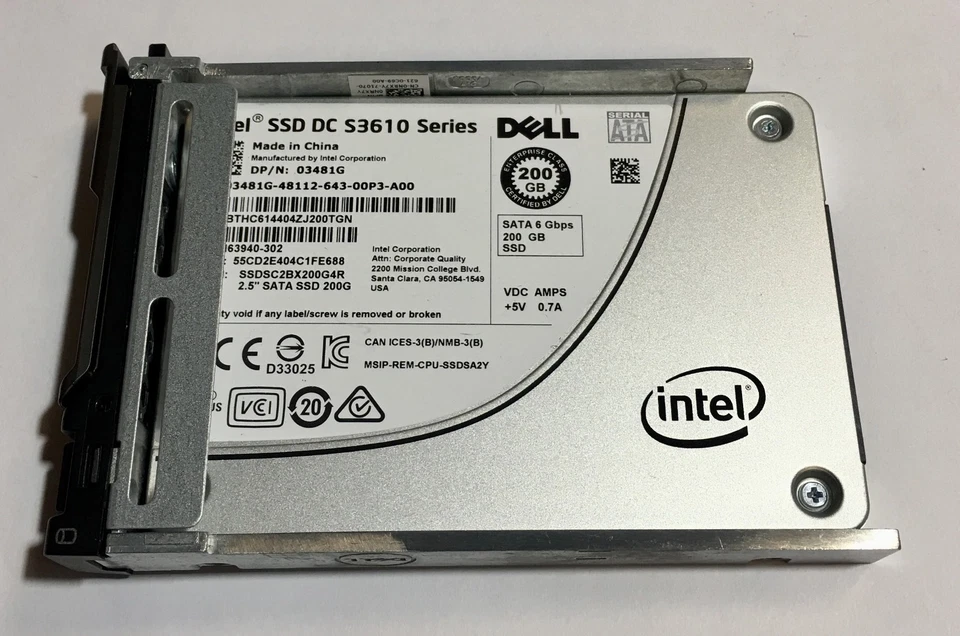 *Intel 03481G 200GB SSD 2.5" SATA Model: SSDSC2BX200G4R DP/N: 3481G* - Image 1 of 3