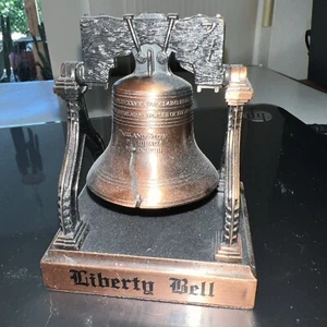 Vtg Liberty Bell on Metal Stand History On Bottom Philadelphia PA Copper Finish - Picture 1 of 11