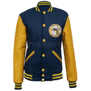 Teen Jackie Cosplay Wear Ella Purnell Letterman Varsity Bomber Yellow Jacket - Picture 1 of 3