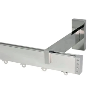 Kit profilo piatto per tende bastone moderno a scorrimento cromato lucido 240 cm - Foto 1 di 7