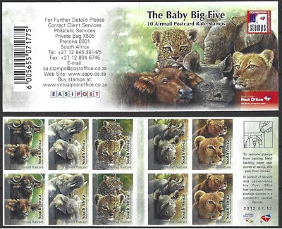 South Africa 2012. The Baby Big Five. Self Adhesive-Booklet. Sc# C108-C112, MNH - Image 1 of 3