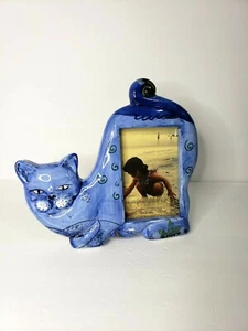Cat frame blue 4x6 ceramic - Picture 1 of 4