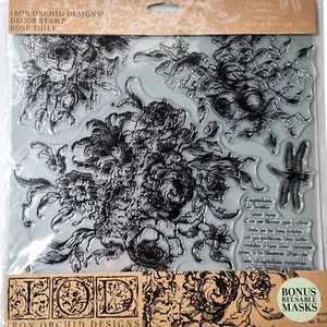 IOD Rose Toile Large Decor Stamp Iron Orchid Designs Large Decor Stamp Rose - Picture 1 of 6