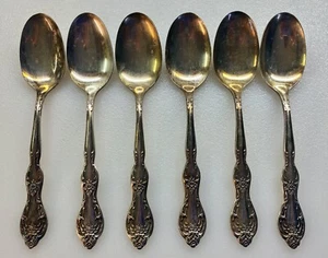 6 cucharaditas antiguas de flores adornadas ~ Beverly Manor Rogers talla 8 4 jardín té fiesta - Imagen 1 de 4