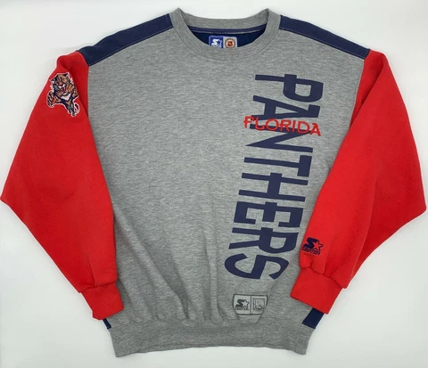 RARE VTG 90s Starter Florida Panthers Crewneck Sweatshirt Colorblock NHL Size M Cover
