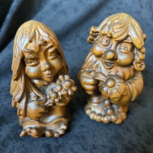 Vintage W.U.M Heinzeller 2 Carved Wooden Gnomes Oberammerga Germany - Picture 1 of 6