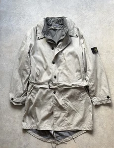 Vintage Stone Island Raso Gommato Trench Coat XL Jacket Cream Coat - Picture 1 of 7