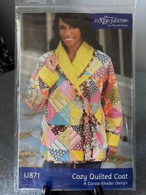 Cozy Quilted Coat Sewing Pattern IJ871 Size Small Medium Large X Indigo Junction - Image 1 of 4