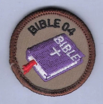 Patch Royal Ranger c1980 Master Christian Bible 04 Club Merit Badge Brown 2" - Image 1 of 3