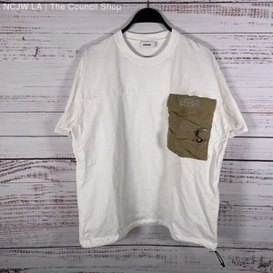 Atmos Japan White & Khaki Fishing Pocket T-shirt - Size L - Picture 1 of 5