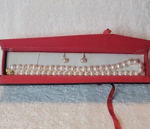 Set aus Halskette & Ohrringen mit Zuchtperlen 16 Zoll - Bild 1 von 6