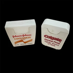 VTG Johnson & Johnson Cinnamon Waxed Dental Floss & Colgate Lightly Waxed Floss - Picture 1 of 7