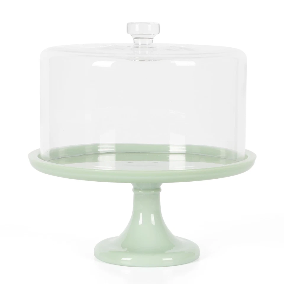 Soporte para pastel de jadeíta Martha Stewart Highbrook de 10 pulgadas con cúpula de vidrio Foto 1 de 4