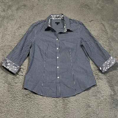 Camisa Talbots a Rayas Resistente a Arrugas Abotonada Para Mujer 12 Paisley Puños Abatibles Foto 1 de 4