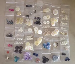 HUGE Vintage Mixed Lot Genuine Natural Mother of Pearl Two Four Hole Buttons - Picture 1 of 9