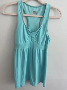 Athleta Women’s Sz M Teal Aqua Workout Razorback Tank Top Shelf Bra Yoga Workout - Picture 1 of 6