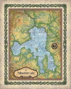Póster con impresión artística de mapa de Yellowstone Lake Wyoming de colección pared gran regalo decoración del hogar - Imagen 1 de 10