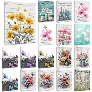 Arte de pared de lienzo de flores silvestres amarillas rústicas para casa de campo decoración para sala de estar dormitorio - Imagen 1 de 107