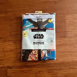 Bonds Star Wars Princess Leia R2D2 C3PO Zip Wondersuit Size 2 BNIP black blue - Picture 1 of 1