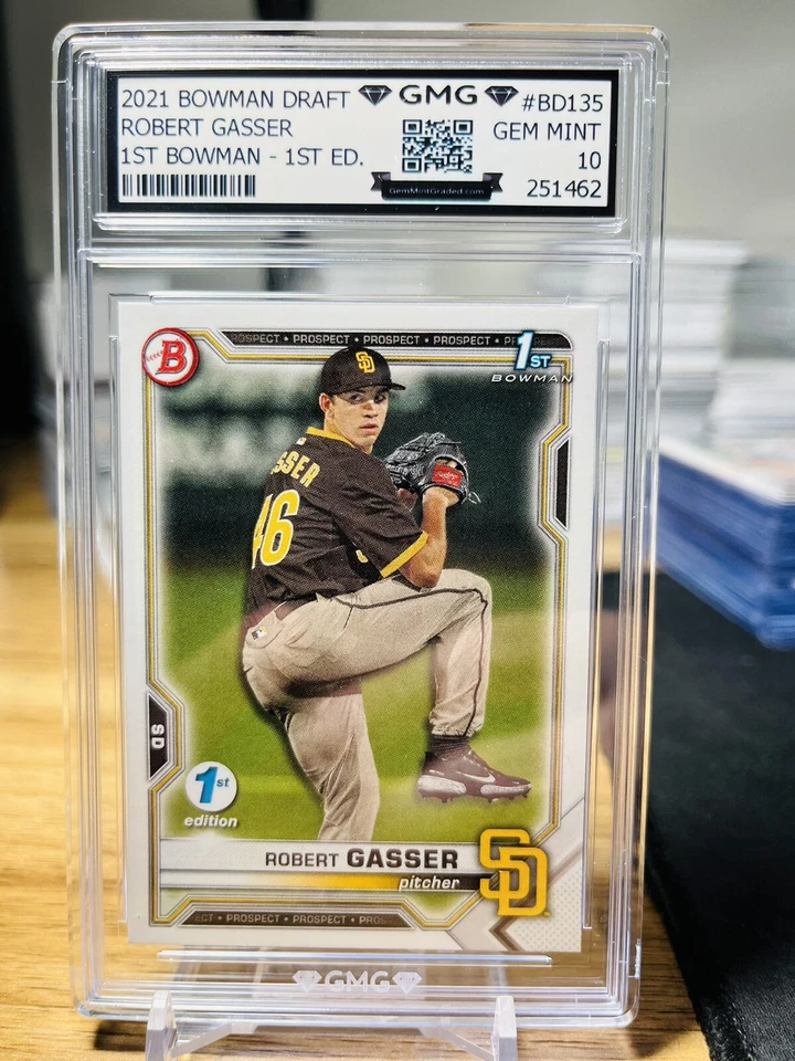 2021 Bowman Draft 1st Edition Robert Gasser 1st Bowman GMG Graded 10 Gem Mint RC - Image 1 of 1