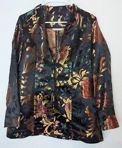 Chaqueta Kimono Brocado Soft Surroundings Moon Dynasty Mujer Mediana Negra Asiática - Imagen 1 de 7