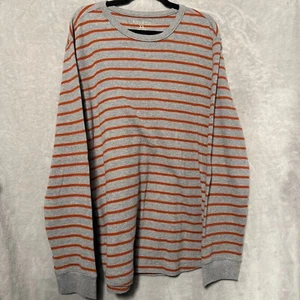 Sonoma Life + Style Sweater Men's XL Gray Orange Striped Long Sleeve Round Neck - Picture 1 of 4
