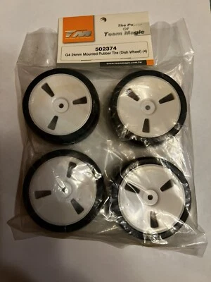 Team Magic #502374 G4 24mm Mounted Rubber Tire (Dish Wheel) 4 - Image 1 of 2