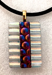 Nuevo collar colgante de vidrio microico abstracto firmado por el artista J Miller hecho a mano JM9 - Imagen 1 de 4