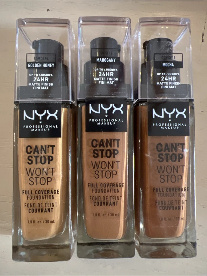 NYX MAKEUP Can't Stop Won't Stop Foundation, 24h Full Coverage~3 Pack Mixed Lot - Image 1 of 4