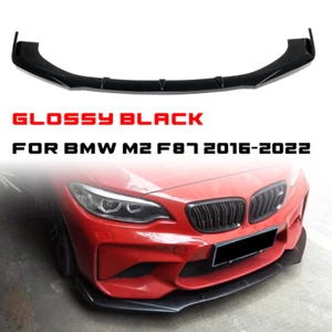 PER BMW M2 F87 16-21 SPOILER LAMA SOTTO PARAURTI ANTERIORE NERO LUCIDO SPLITTER - Foto 1 di 7