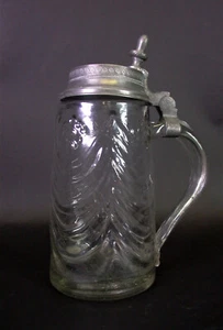 schöner Glaskrug / Bierkrug mit Zinndeckel - 18 Jhd - Bild 1 von 11