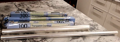 Envoltura de regalo de celofán transparente transparente 5 rollos abiertos; cestas de vacaciones/favores de fiesta Foto 1 de 4