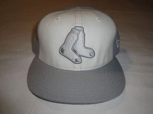 Boston Red Sox White & Gray MLB Baseball Hat New Era 59Fifty 7 1/4 Sox - Picture 1 of 6