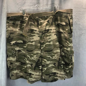 NWT True Nation 100% Cotton Cargo Shorts Men's Size 48 Green Camo Outdoor Shorts - Picture 1 of 14